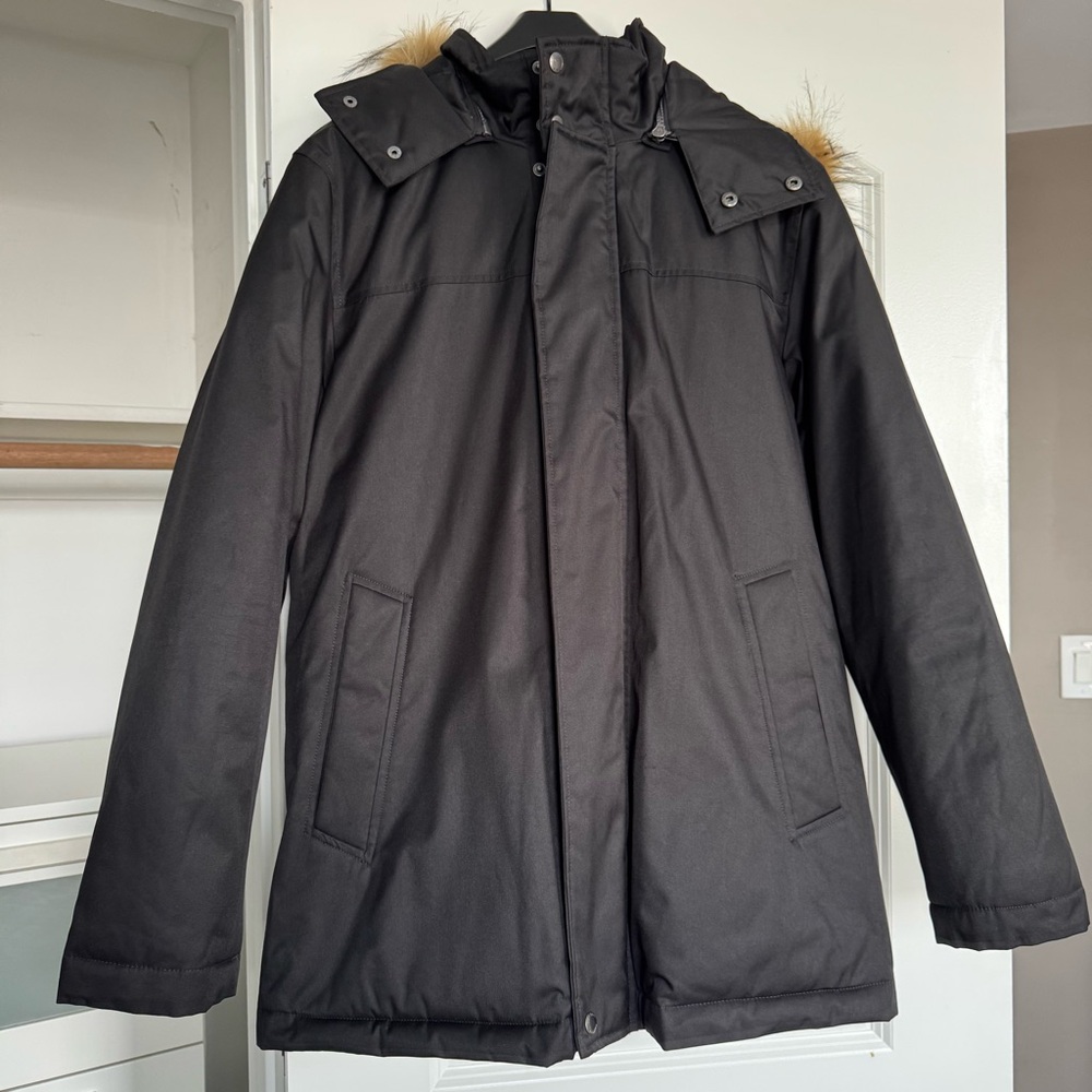 Cole Haan Men’s SMALL Black Jacket with Faux Fur Hood - Picture 4 of 9